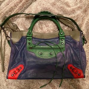Balenciaga Multi Color Leather City Bag